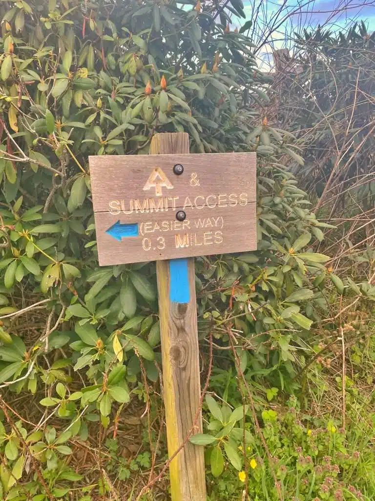 Max Patch Hiking Trail access sign