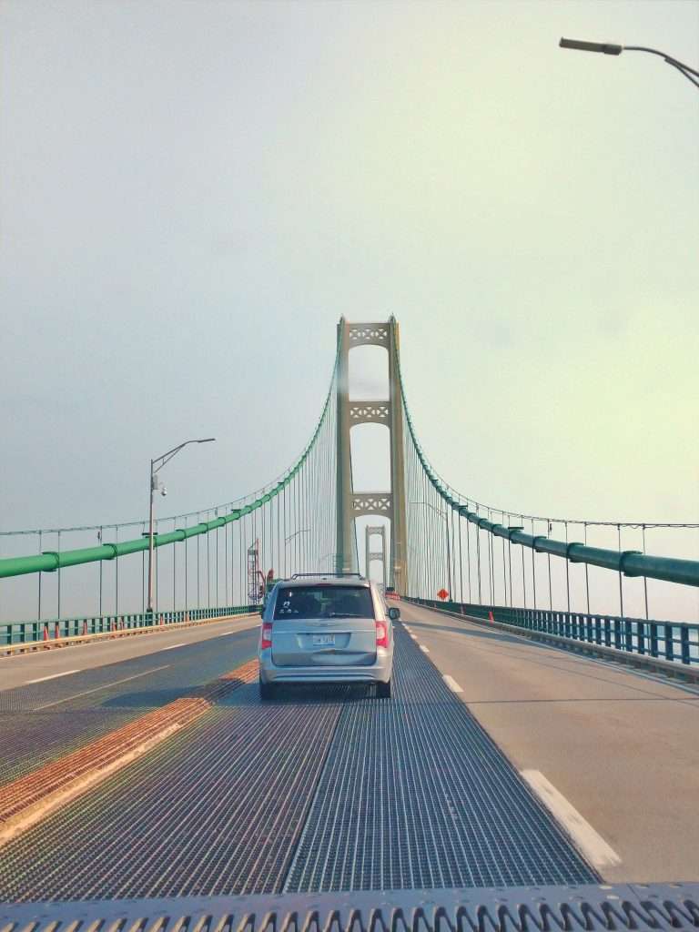 Driving Across Mackinac Bridge