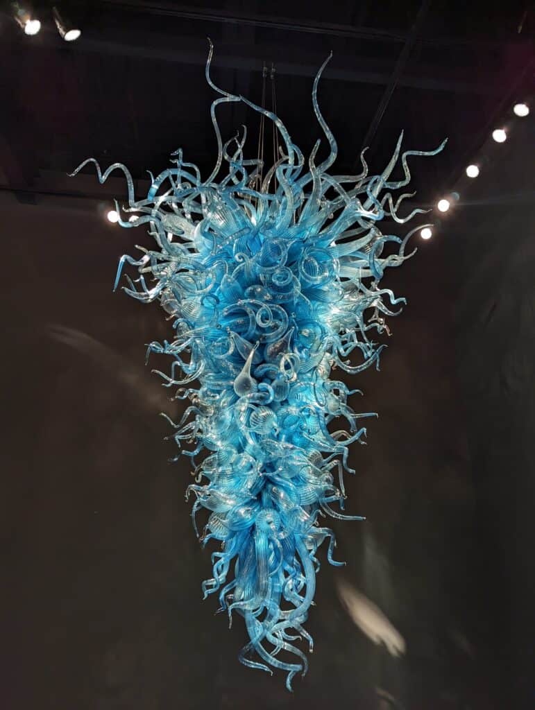 Blue glass sculpture at chihuly's in seattle
