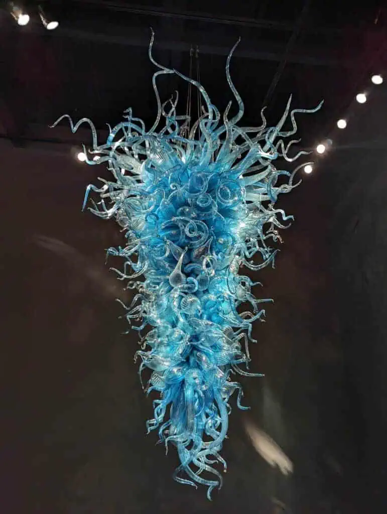 Blue glass sculpture at chihuly's in seattle