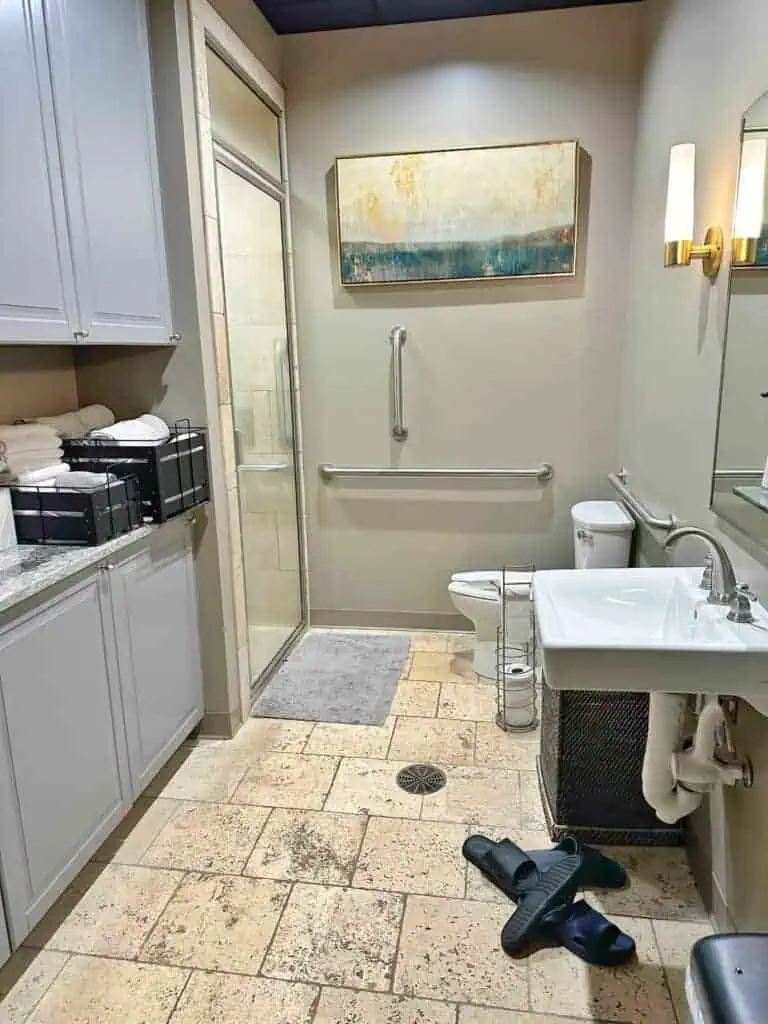 The bathroom at Longevity in Knoxville, Tennessee
